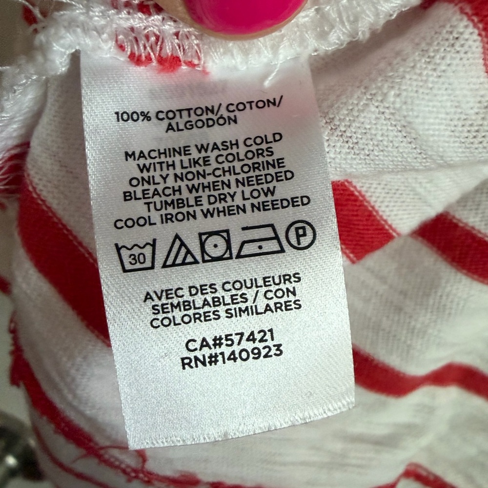 Lou & Grey Red and White Striped Lightweight Hooded Top - Picture 4 of 5